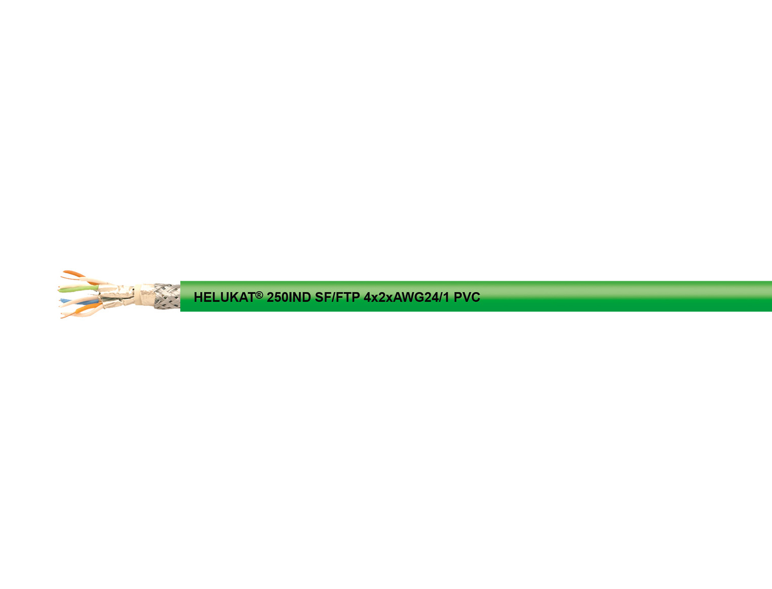 HELUKAT® 250IND CAT.6 SF/FTP PVC STATIC Industrial Ethernet Leitung, Kat. 6, bis 250 MHz, PVC-Außenmantel, feste Verlegung