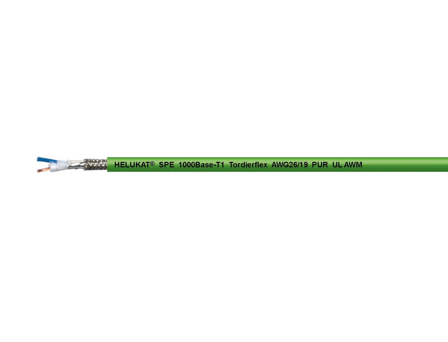 HELUKAT® SPE Type R 1000BASE-T1 SF/UTP PUR ROBOTIC Single Pair Ethernet Leitung, Typ C, PUR-Außenmantel, torsionsfähig