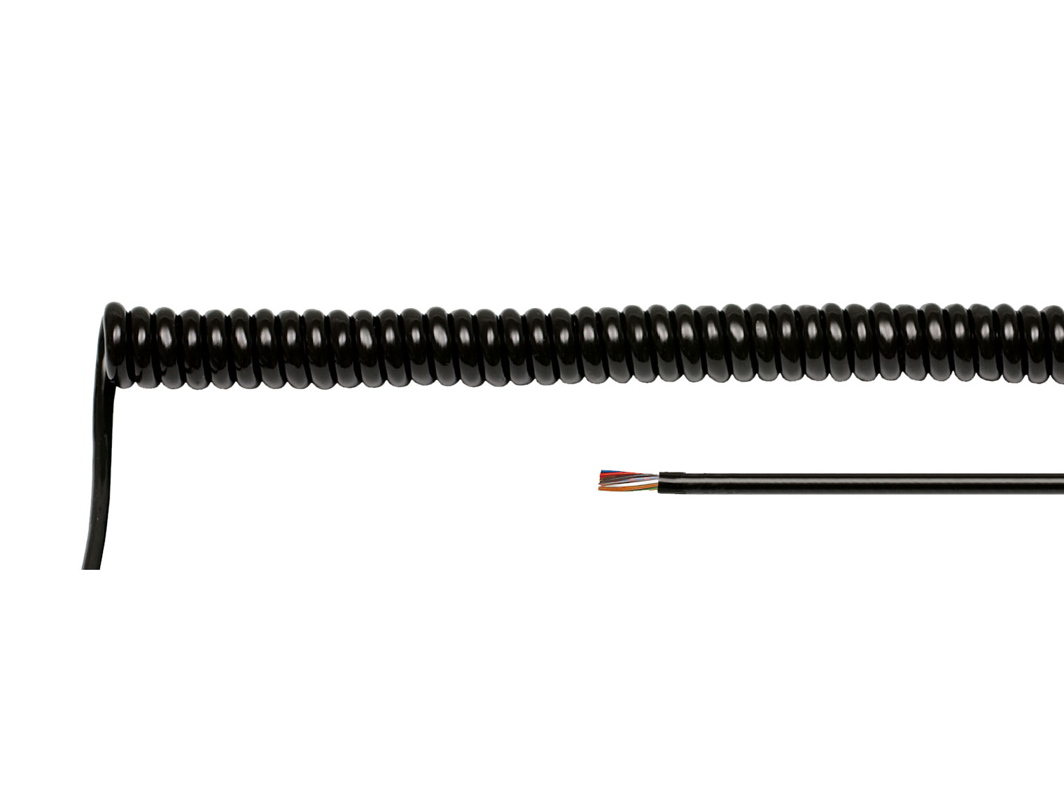PUR-electronic spiral cable black 12 x  0.5 mm² (WL 1000 mm)